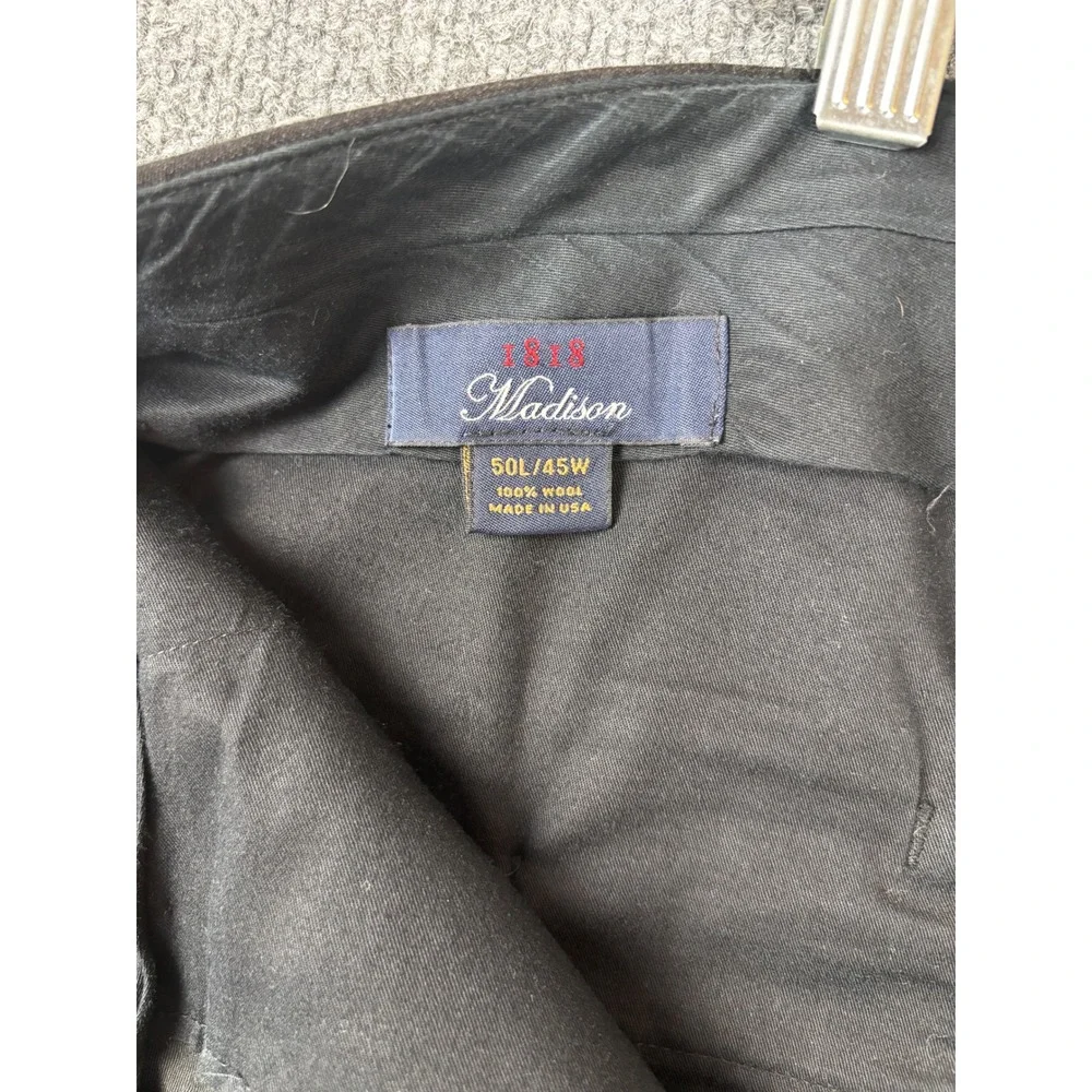 Brooks Brothers Dress Pants Men 43x30.5 Charcoal Grey 100% Wool Pleated Cuffed